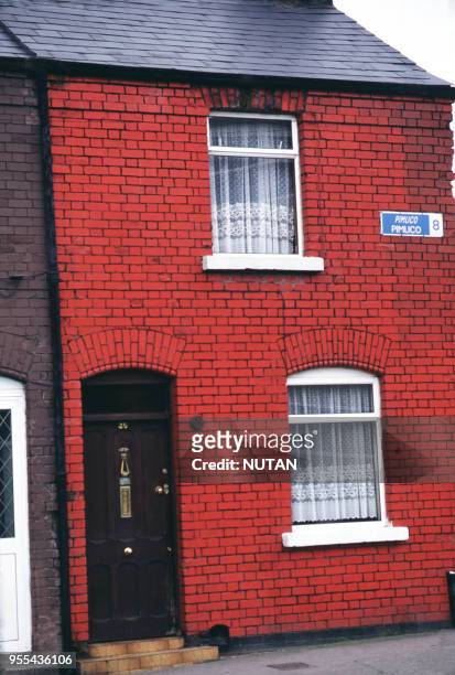 Façade d'une maison traditionnelle de la rue Pimlico à Dublin, Irlande.