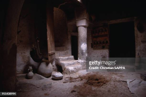 Intérieur d'une maison mozabite traditionnelle à Ghardaïa, Algérie.