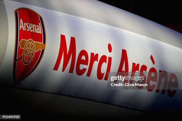 The Emirates Stadium bids farewell to Arsene Wenger after 22 years at the helm during the Premier League match between Arsenal and Burnley at...