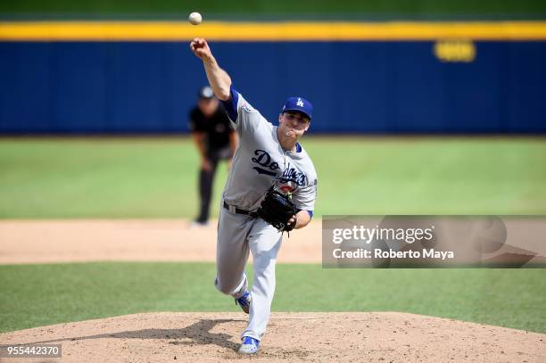 Ross Stripling of the Los Angeles Dodgers pitches during the game against the San Diego Padres at Estadio de Béisbol Monterrey on Sunday, May 6, 2018...