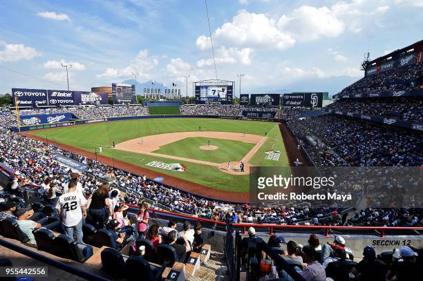 General view of Estadio de Béisbol Monterrey during the game between the Los Angeles Dodgers and the San Diego Padres on Sunday, May 6, 2018 in...