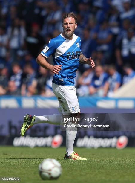 Felix Schiller of 1. FC Magdeburg focusses the ball during the 3. Liga match between 1. FC Magdeburg and Chemnitzer FC at MDCC-Arena on May 5, 2018...