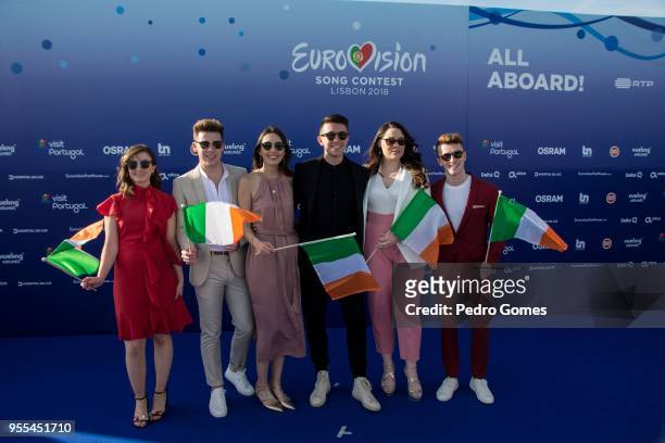 The delegation from Ireland attends the red carpet before the Eurovision private party on May 6, 2018 in Lisbon, Portugal.