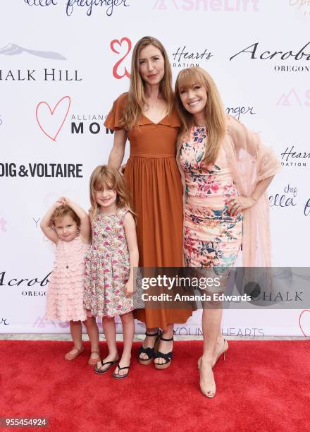 Luna Simon, Willa Simon and actresses Katherine Flynn and Jane Seymour attend The Open Hearts Foundation's 2018 Young Hearts Spring Event honoring...