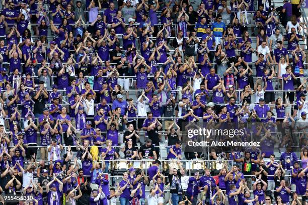 Orlando fans clap while sitting in the wall during a MLS soccer match between Real Salt Lake and the Orlando City SC at Orlando City Stadium on May...