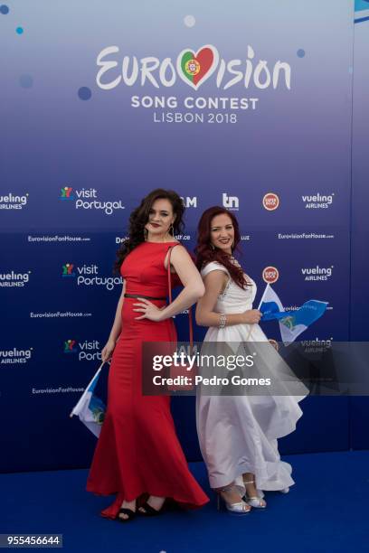 Jenifer Brening and Jessika of San Marino attend the red carpet before the Eurovision private party on May 6, 2018 in Lisbon, Portugal.