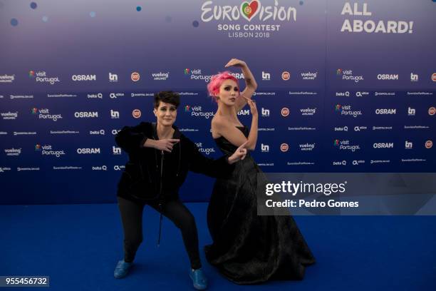 Isaura and Claudia Pascoal of Portugal attends the red carpet before the Eurovision private party on May 6, 2018 in Lisbon, Portugal.