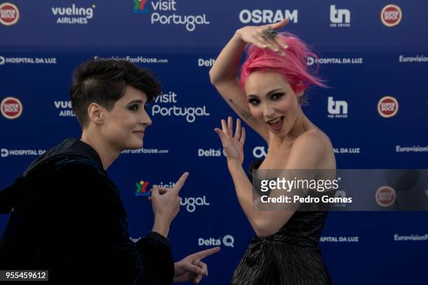Isaura and Claudia Pascoal of Portugal attends the red carpet before the Eurovision private party on May 6, 2018 in Lisbon, Portugal.