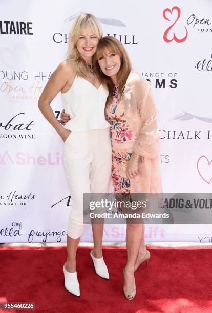 Actresses Malin Akerman and Jane Seymour attend The Open Hearts Foundation's 2018 Young Hearts Spring Event honoring Alliance of Moms and Shelift on...