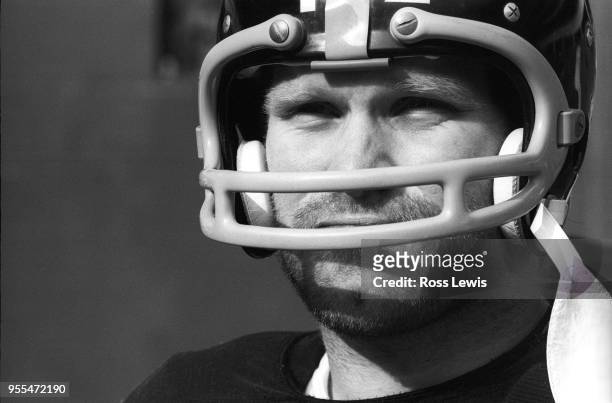 Terry Bradshaw, Quarterback, Pittsburgh Steelers, during the playoff NFL football game against the Buffalo Bills, Dec. 22, 1974 in Pittsburgh,...