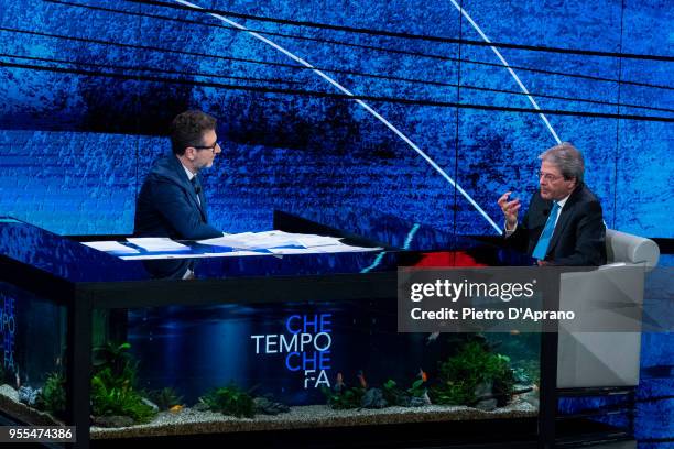 Italian Prime Minister Paolo Gentiloni attends 'Che Tempo Che Fa' tv show on May 6, 2018 in Milan, Italy.