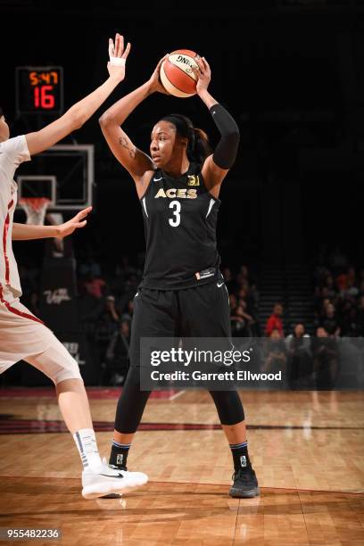 Kelsey Bone of the Las Vegas Aces handles the ball against the China National Team in a WNBA pre-season game on May 6, 2018 at the Mandalay Bay...