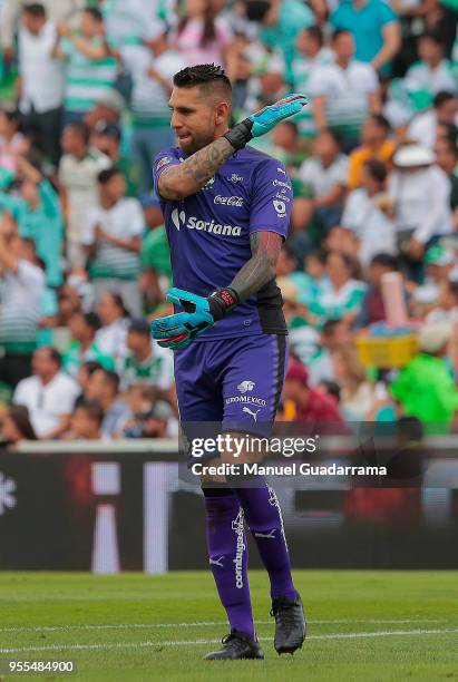 Jonathan Orozco of Santos looks on during the quarter finals second leg match between Santos Laguna and Tigres UANL as part of the Torneo Clausura...