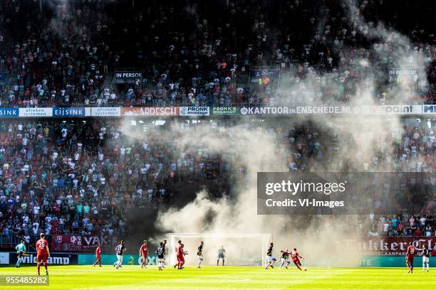 Smoke fireworks, Adam Maher of FC Twente during the Dutch Eredivisie match between FC Twente Enschede and NAC Breda at the Grolsch Veste on May 06,...