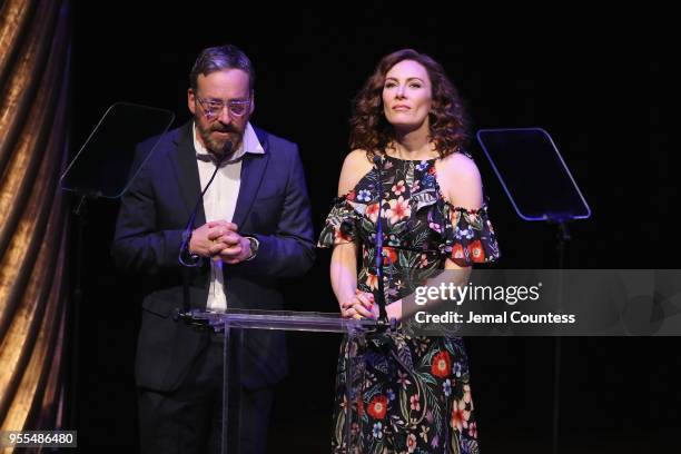 Jeremy Shamos and Laura Benanti host the 33rd Annual Lucille Lortel Awards on May 6, 2018 in New York City.|