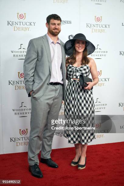 Former gridiron football offensive tackle Nick Hennessey and Emily Hennessey attend Kentucky Derby 144 on May 5, 2018 in Louisville, Kentucky.