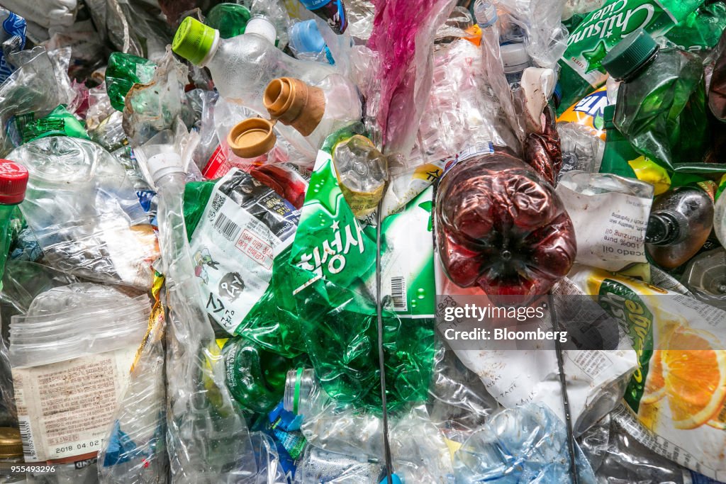 Operations At Recycling Facilities As China's Ban On Waste Products Causes Trash Pile-ups