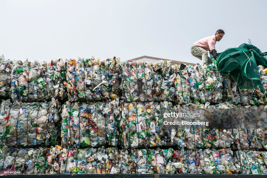 Operations At Recycling Facilities As China's Ban On Waste Products Causes Trash Pile-ups