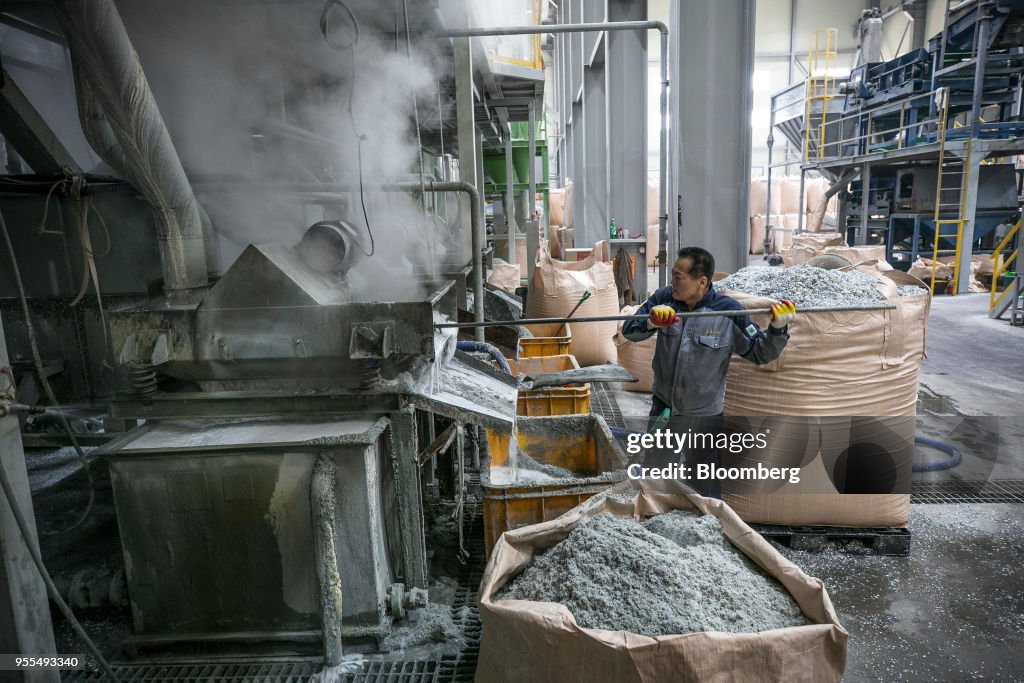 Operations At Recycling Facilities As China's Ban On Waste Products Causes Trash Pile-ups