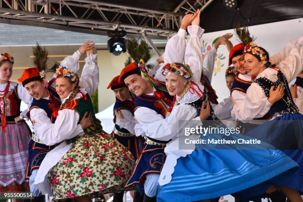 The Days of Poland Festival 2018 to promote Polish culture in Great Britain is held at Potters Fields Park near Tower Bridge on May 06, 2018 in...