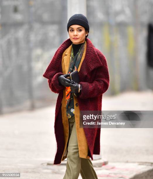 Vanessa Hudgens seen on location for 'Second Act' in SoHo on May 6, 2018 in New York City.