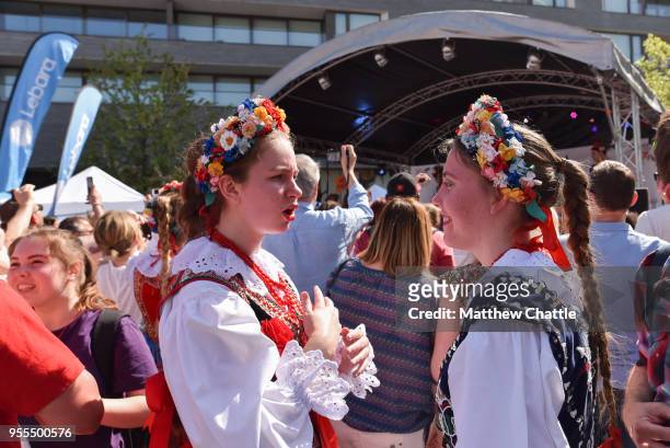 The Days of Poland Festival 2018 to promote Polish culture in Great Britain is held at Potters Fields Park near Tower Bridge on May 06, 2018 in...