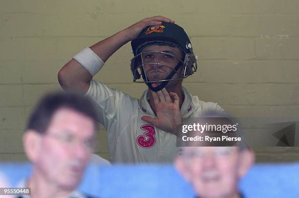 Phillip Hughes of Australia prepares to open the batting during day one of the Second Test match between Australia and Pakistan at Sydney Cricket...