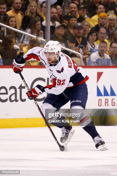 Evgeny Kuznetsov of the Washington Capitals controls the puck in Game Four of the Eastern Conference Second Round during the 2018 NHL Stanley Cup...