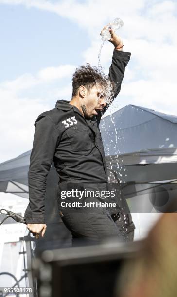 Singer Jason Aalon Butler of The Fever 333 performs at Charlotte Motor Speedway on May 6, 2018 in Charlotte, North Carolina.