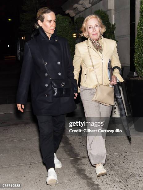 Actresses Sarah Paulson and Holland Taylor are seen arriving to a hotel in the Upper East Side on May 6, 2018 in New York City.