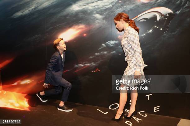 Maxwell Jenkins and Mina Sundwall attend the Netflix FYSee Kick Off Party at Raleigh Studios on May 6, 2018 in Los Angeles, California.