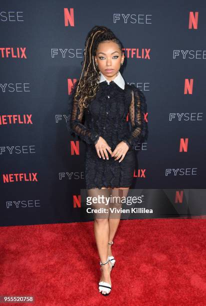 Logan Browning attends the Netflix FYSee Kick Off Party at Raleigh Studios on May 6, 2018 in Los Angeles, California.