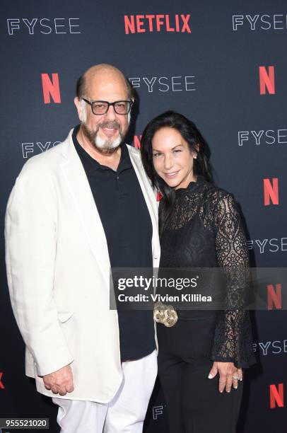 Fred Melamed and Leslee Spieler attends the Netflix FYSee Kick Off Party at Raleigh Studios on May 6, 2018 in Los Angeles, California.