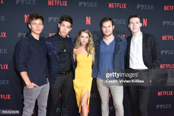 Brandon Butler, Brandon Larracuente, Anne Winters, Justin Prentice, and Devin Druid attend the Netflix FYSee Kick Off Party at Raleigh Studios on May...