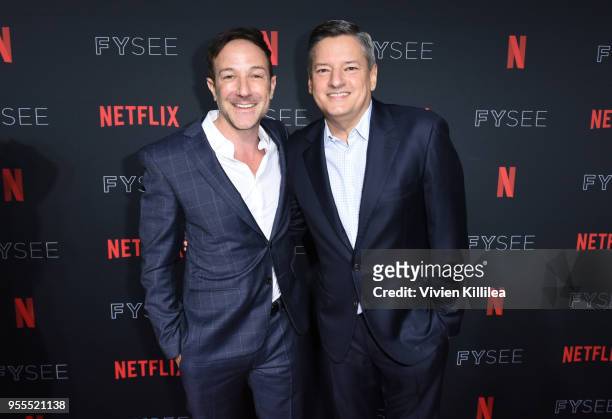 Bryan Fogel and Chief Content Officer for Netflix Ted Sarandos attend the Netflix FYSee Kick Off Party at Raleigh Studios on May 6, 2018 in Los...