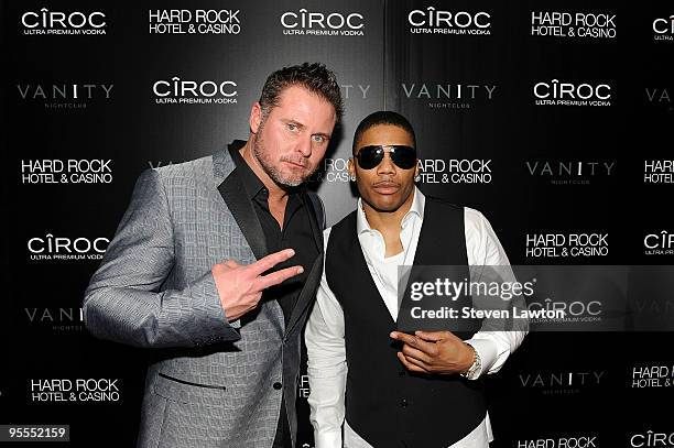 Pro baseball player Jason Giambi and recording artist Nelly attend the grand opening of the Vanity nightclub hosted by Sean Diddy Combs at the Hard...