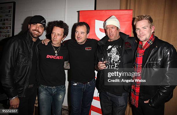 Musicians Frankie Perez, Billy Morrison, Michael Lock, Steve Jones and Mark McGrath attend the 'Ducati All Stars' Meet and Greet at the Palihouse...