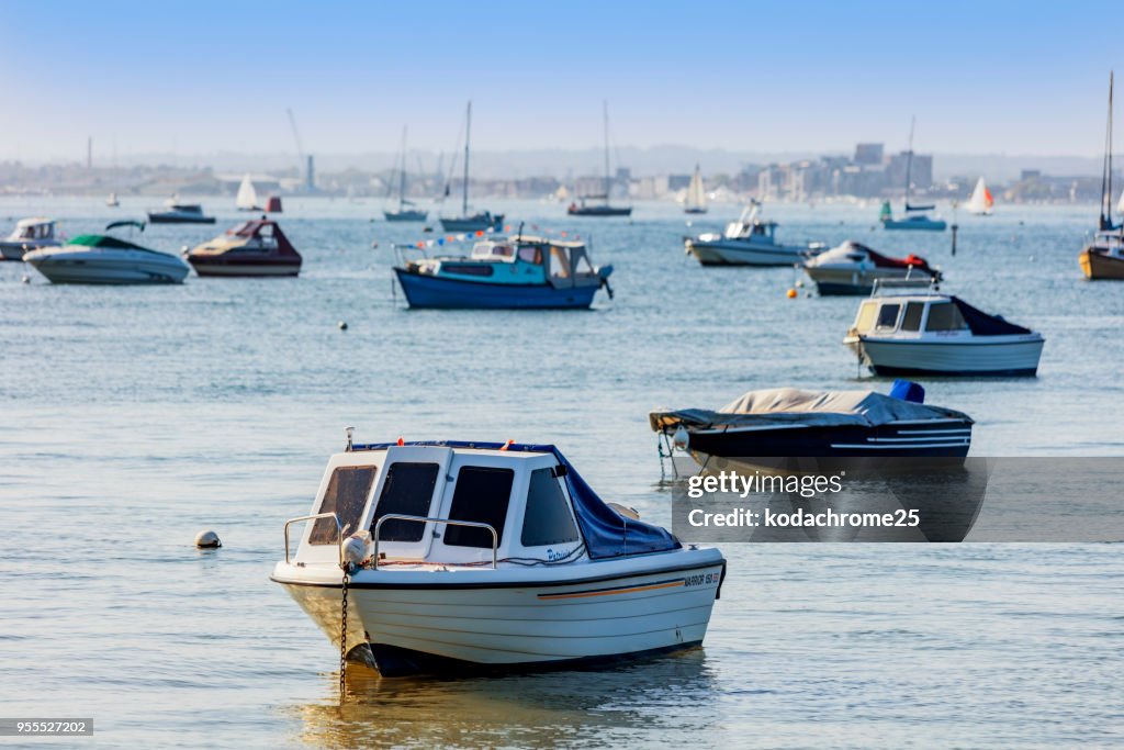 Poole harbour dorset uk boats moored