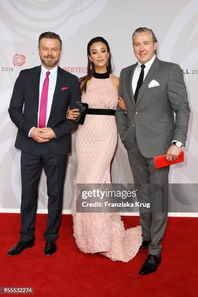 Alain Midzic, Verona Pooth and Franjo Pooth attend the Rosenball charity event at Hotel Intercontinental on May 5, 2018 in Berlin, Germany.