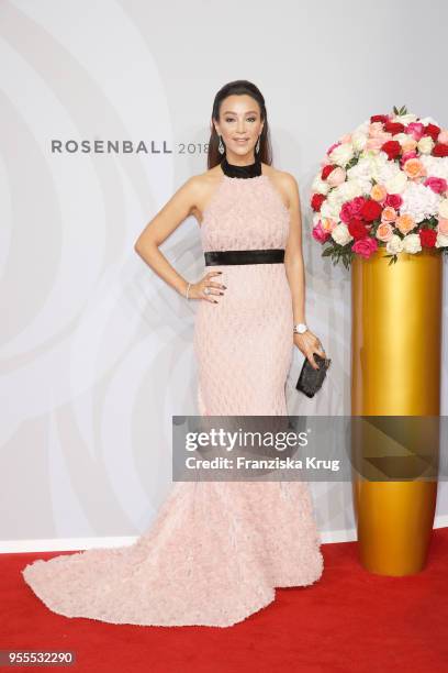 Verona Pooth attends the Rosenball charity event at Hotel Intercontinental on May 5, 2018 in Berlin, Germany.