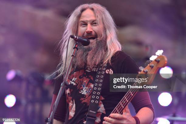 Troy Sanders, of Mastodon performs for a sold out show at Red Rocks Amphitheatre on May 6, 2018 in Morrison, Colorado.