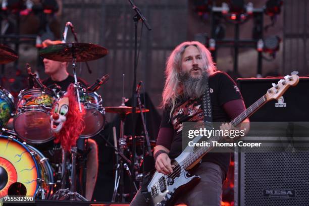 Troy Sanders, of Mastodon performs for a sold out show at Red Rocks Amphitheatre on May 6, 2018 in Morrison, Colorado.