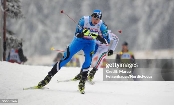 Hannu Manninen of Finland competes in the Gundersen 10km Cross Country event during day two of the FIS Nordic Combined World Cup on January 3, 2010...