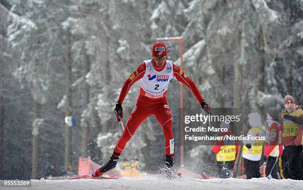 Johnny Spillane of the USA competes in the Gundersen 10km Cross Country event during day two of the FIS Nordic Combined World Cup on January 3, 2010...