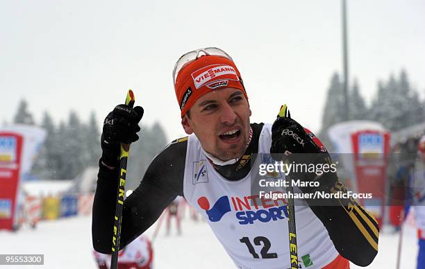 Bjoern Kircheisen of Germany is seen after the Gundersen 10km Cross Country event during day two of the FIS Nordic Combined World Cup on January 3,...