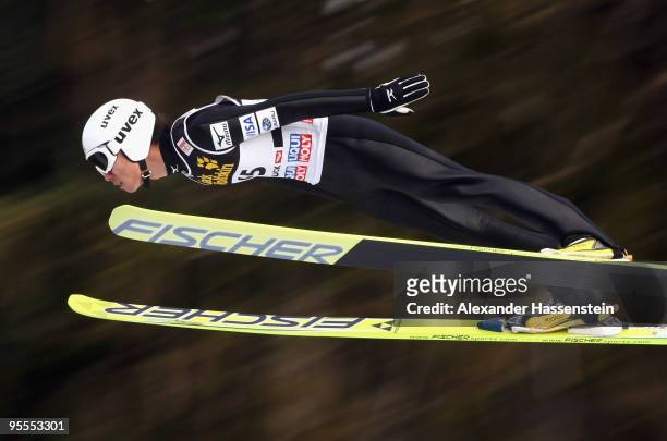 Daiki Ito of Japan competes during final round of the FIS Ski Jumping World Cup event of the 58th Four Hills ski jumping tournament on January 3,...