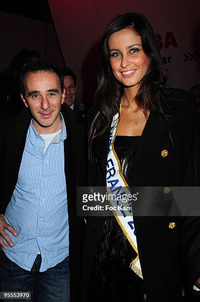 Actor Elie Semoun and Miss France 2009 Malika Menard attend the Toshiba 'Go To Space' Party at Le Palais de Tokyo on December 10, 2009 in Paris,...