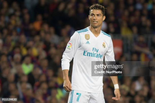 Cristiano Ronaldo during the spanish football league La Liga match between FC Barcelona and Real Madrid at the Camp Nou Stadium in Barcelona,...