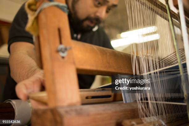 japanese textile craftsman - weft stock pictures, royalty-free photos & images