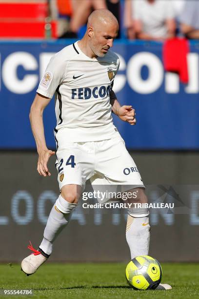 Monaco's Italian defender Andrea Raggi drives the ball during the French L1 football match Caen vs Monaco on May 6 at the Michel d'Ornano stadium, in...